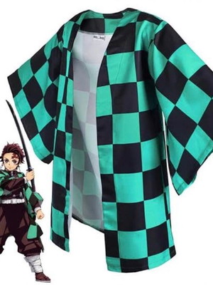 Manto capa kimono tanjiro infantil e adulto demon slayer