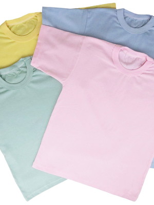 Kit c/5 peças camiseta infantil menino menina básica lisa