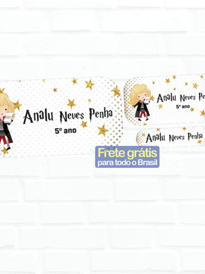 Etiquetas escolares hermione 90un frete grátis