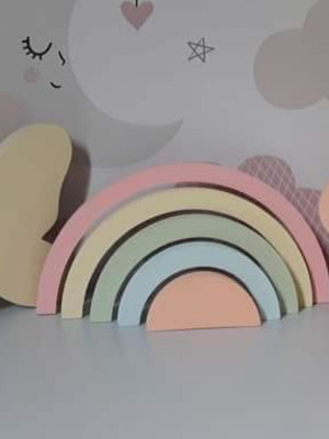 Kit decoração infantil arco iris flor e borboleta mdf