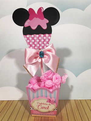 Cachepô com topper minnie
