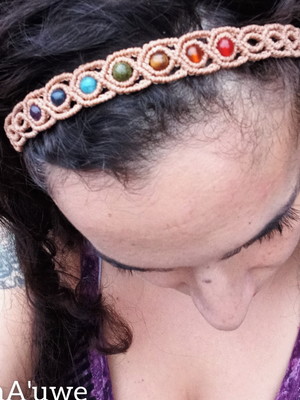 Tiara ou choker com cristais naturais dos 7 chakras
