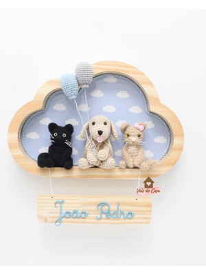 3 pets da família - nuvem m - porta maternidade