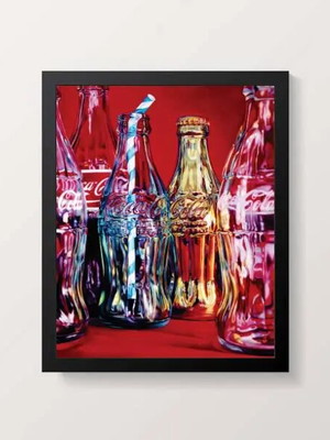 Quadro coca-cola garrafas coloridas (a3- com vidro)