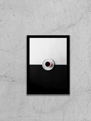 Quadro fotografia xícara de café p&b (a3- com vidro)