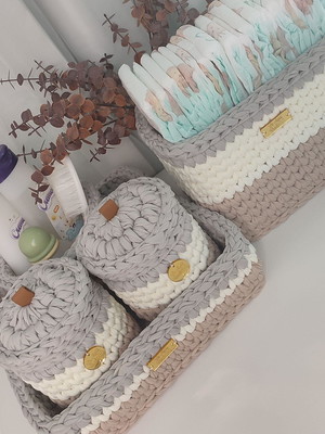 Kit higiene bebê em fio de malha com 5 peças (kit lua)