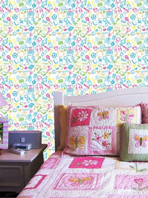 Papel de parede desenhos coloridos objetos escolares