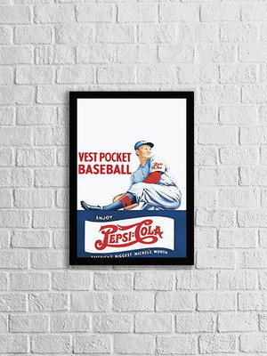 Quadro propaganda antiga pepsi baseball (a3- com vidro)