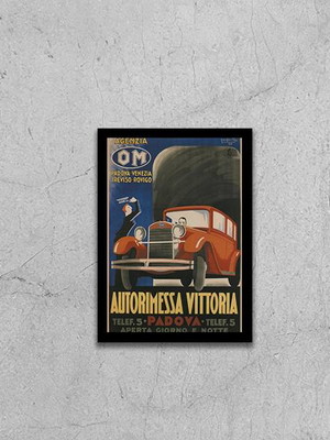 Quadro propaganda carro antigo vermelho (a3- com vidro)