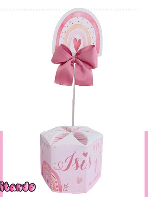 5 centros de mesa personalizado arco íris boho