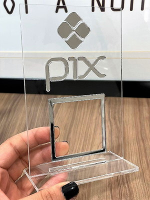 Placa pix pagamento qrcode - acrílico transparente e prata