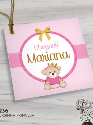 Tag quadrada ursinha princesa - 00236