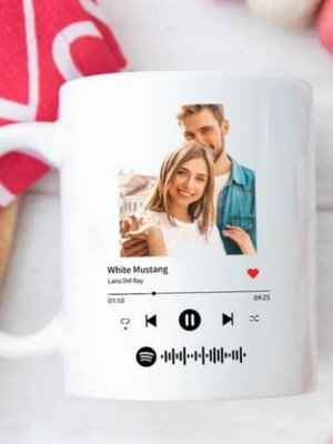Caneca foto com código spotify día dos namorados são valetim