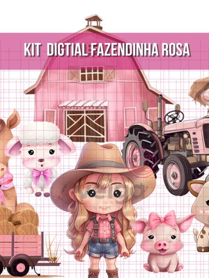 Kit digital fazendinha rosa