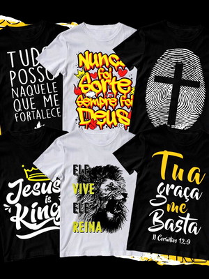 Kit 6 camiseta estampada moda evangélicas cristã versículo