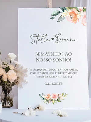 Placa bem vindos casamento personalizada