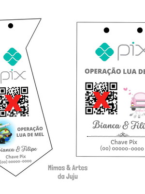 Kit gravata e plaquinha pix qr code operação lua de mel