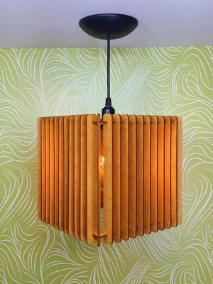 Lustre pendente em mdf luminária 25x25