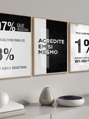 Quadros decorativos frase motivacional escritório com vidro