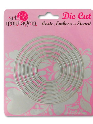 Kit com 6 facas de corte e emboss circulo liso