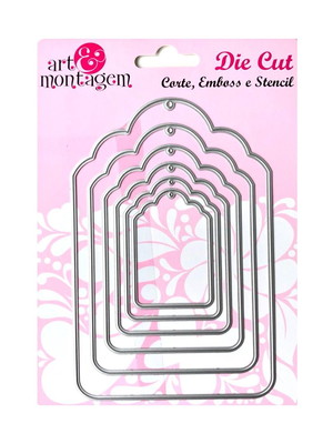 Kit com 6 facas de corte em metal tags com furo