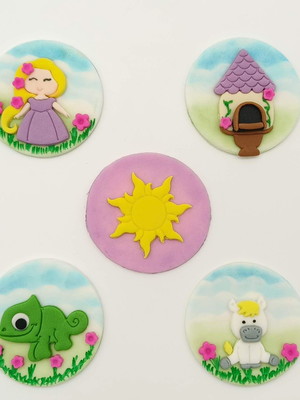 Aplique para cupcake e pirulito - rapunzel