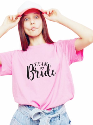 Camiseta rosa claro team bride
