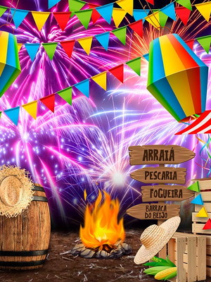 Painel de festa em tecido sublimado 3d festa junina 2,5x1,5m