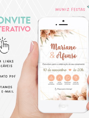 Convite digital interativo casamento salmão