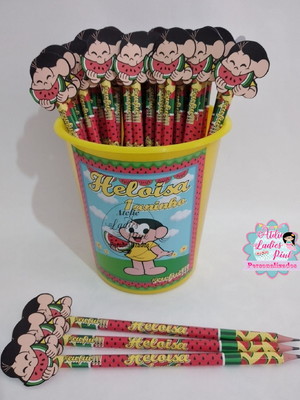 Kit 40 lápis personalizado com aplique magali