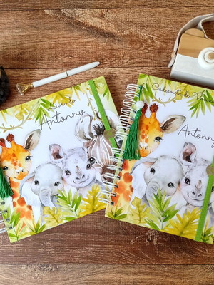 Kit livro do bebê e caderneta de vacina safari