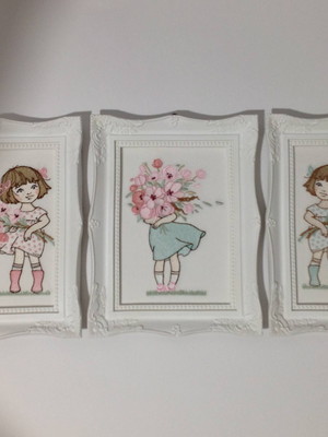 Trio quadrinhos bordados meninas