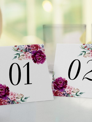 Numeração de mesa floral fúcsia - arte digital