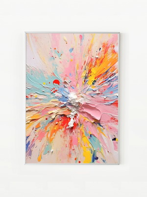 Quadro decorativo arte abstrata tintas- a3 com vidro