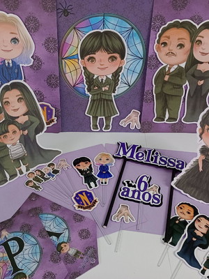 Kit festa só um bolinho wandinha addams cute
