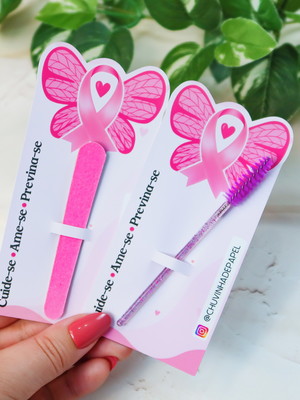 Card com mini lixa ou escovinha- outubro rosa