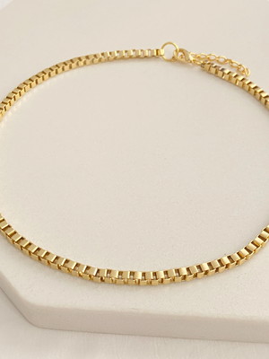 Colar choker de corrente elos quadrados pequenos folheado