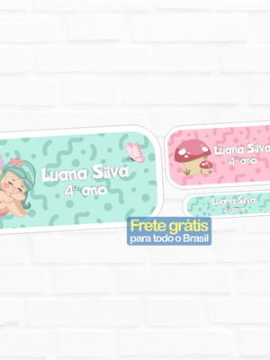 Etiqueta escolar fadinha vinil 130un frete grátis