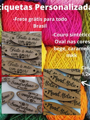 100 etiqueta couro oval com sua marca! frete grátis