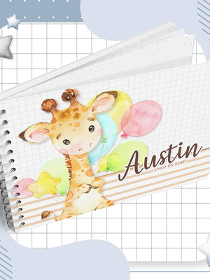 Livro mesversário - girafa aquarela