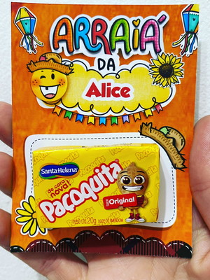 Lembrancinha festa junina card com paçoca