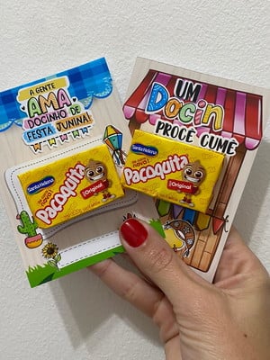 Lembrancinha festa junina card com paçoca