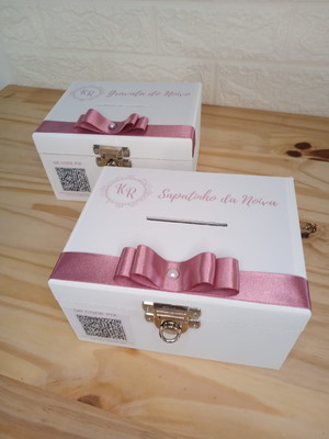 Kit caixa mdf sapatinho noiva-gravata noivo personalizado