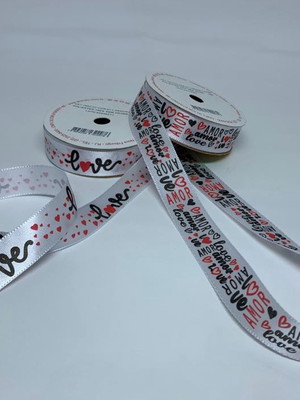 Kit fitas de cetim estampa amor 2 rolos com 10 metros cada e