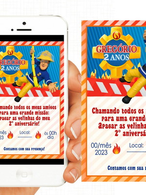 Convite virtual simples - bombeiro sam