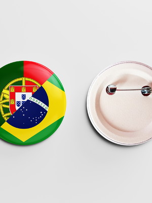Botons bandeira brasil e portugal - 4,5 cm - personalizados