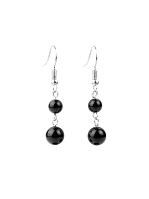 Brincos pedras naturais acessórios de moda obsidiana negra