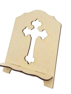 Suporte porta bíblia mdf cruz vazada arte religiosa