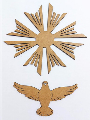 Aplique divino espírito santo esplendor cru mdf 10cm
