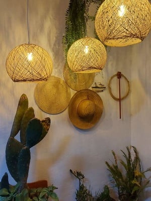 Luminária boho juta 30cm